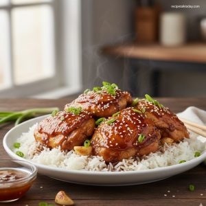 Serving honey garlic chicken