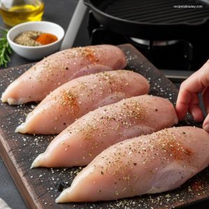 grilled chicken in pan