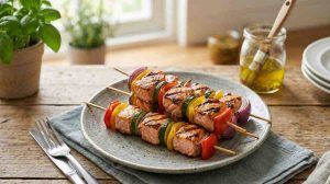 Salmon and Veggie Skewers